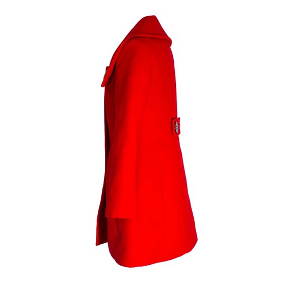 Red Asymmetrical Collar Coat Size Small - Picture 2 of 5